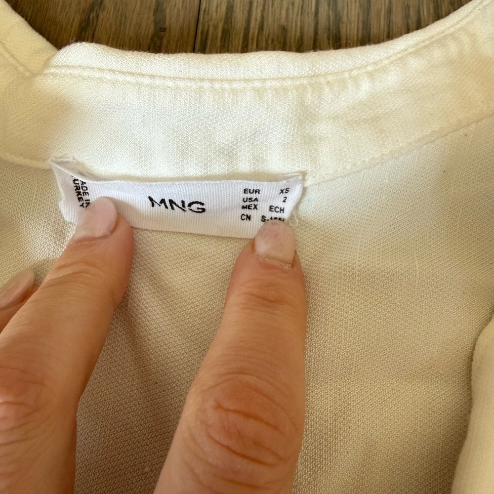 Mango White Button-Up Blouse With Ties XS - Picture 6 of 7